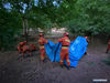Rescuers set up a tent in Yangbi Yi Autonomous County, southwest China's Yunnan Province, May 22, 2021. At least 3 people were killed and 27 others injured as of 6 a.m. Saturday after a series of earthquakes jolted Yangbi Yi Autonomous County in Dali Bai Autonomous Prefecture, southwest China's Yunnan Province, local authorities said. Four earthquakes over 5.0-magnitude jolted Yangbi from 9 p.m. to 11 p.m. (Beijing Time), according to the China Earthquake Networks Center. Rescue forces have been dispatched to the quake zone, and rescue efforts are underway. (Xinhua)