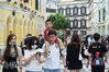 Tourists visit Senado Square in South China's Macao on May 3, 2021, the third day of China's five-day May Day holiday. [Photo/Xinhua]