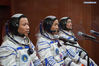 Astronauts Nie Haisheng (C), Liu Boming (R) and Tang Hongbo attend a see-off ceremony for Chinese astronauts of the Shenzhou-12 manned space mission at the Jiuquan Satellite Launch Center in northwest China, June 17, 2021. (Xinhua/Li Gang)