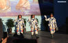 Astronauts Nie Haisheng (C), Liu Boming (R) and Tang Hongbo wave during a see-off ceremony for Chinese astronauts of the Shenzhou-12 manned space mission at the Jiuquan Satellite Launch Center in northwest China, June 17, 2021. (Xinhua/Ju Zhenhua)

