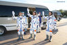 Astronauts Nie Haisheng (C), Liu Boming (L) and Tang Hongbo wave during a see-off ceremony for Chinese astronauts of the Shenzhou-12 manned space mission at the Jiuquan Satellite Launch Center in northwest China, June 17, 2021. (Xinhua/Li Gang)