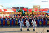 Astronauts Nie Haisheng (R), Liu Boming (C) and Tang Hongbo wave during a see-off ceremony for Chinese astronauts of the Shenzhou-12 manned space mission at the Jiuquan Satellite Launch Center in northwest China, June 17, 2021. (Xinhua/Ju Zhenhua)