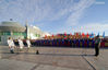 A see-off ceremony for three Chinese astronauts of the Shenzhou-12 manned space mission is held at the Jiuquan Satellite Launch Center in northwest China, June 17, 2021. (Xinhua/Li Gang)