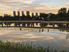 2021年6月7日傍晚，江苏淮安，夕阳映照下的洪泽区砚临河生态滨水公园。