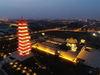2021年6月8日，江苏扬州，空中俯瞰中国大运河博物馆夜景。