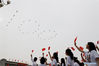 Military aircraft fly over Tian'anmen Square in echelons ahead of a grand gathering celebrating the Communist Party of China (CPC) centenary in Beijing, capital of China, July 1, 2021. (Xinhua/Zhang Chen)