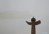 Military aircraft fly over Tian'anmen Square in echelons ahead of a grand gathering celebrating the Communist Party of China (CPC) centenary in Beijing, capital of China, July 1, 2021. (Xinhua/Yin Gang)