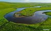 Aerial photo taken on July 21, 2021 shows the Morigele River in Hulun Buir, north China's Inner Mongolia Autonomous Region. (Xinhua/Lian Zhen)