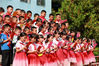 2021年9月9日，贵州黔东南从江县刚边乡中心小学学生在“诗歌朗诵 感谢师恩”主题活动上朗诵诗歌。罗京来/视觉中国