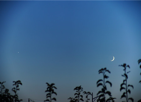金星“邂逅”眉月 各地天空上演“星月童话”