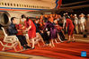 Family members greet the arrival of the astronauts in Beijing, capital of China, Sept. 17, 2021. Three Chinese astronauts, the first sent to orbit for space station construction, have completed their three-month mission and returned to Earth safely on Friday. They arrived in Beijing by plane Friday night. (Photo by Guo Zhongzheng/Xinhua)