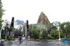 Tourists visit the theme land of Jurassic World Isla Nublar at the Universal Beijing Resort in Beijing, capital of China, Sept. 20, 2021. The Universal Beijing Resort, currently the largest in scale worldwide, opened to the public on Monday. The resort, covering 4 square km, includes the highly anticipated Universal Studios Beijing theme park, the Universal CityWalk, and two hotels. (Xinhua/Ren Chao)