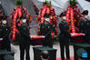 Coffins containing the remains of Chinese People's Volunteers (CPV) martyrs are escorted by soldiers during a burial ceremony at the CPV martyrs' cemetery in Shenyang, northeast China's Liaoning Province, Sept. 3, 2021. The remains of 109 Chinese soldiers killed in the 1950-53 Korean War were laid to rest on Friday in Shenyang. (Xinhua/Yang Qing)