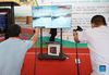 Visitors try ski simulators during the 2021 China International Fair for Trade in Services (CIFTIS) in Beijing, capital of China, Sept. 3, 2021. (Xinhua/Zhang Chenlin)