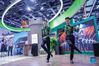 Dancers perform tap dance at the booth of Ireland during the 2021 China International Fair for Trade in Services (CIFTIS) in Beijing, capital of China, Sept. 3, 2021. (Xinhua/Zhang Yuwei)
