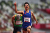 Deng Peicheng, making his Paralympic debut, wins the men's 100m of T36 class in 11.85 seconds, setting a Paralympic record, Sept 4, 2021. [Photo/IC]