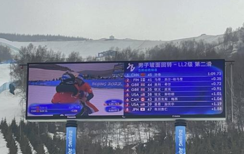 回转|中国代表团第14金！孙奇夺得单板滑雪男子坡面回转（LL2级）金牌
