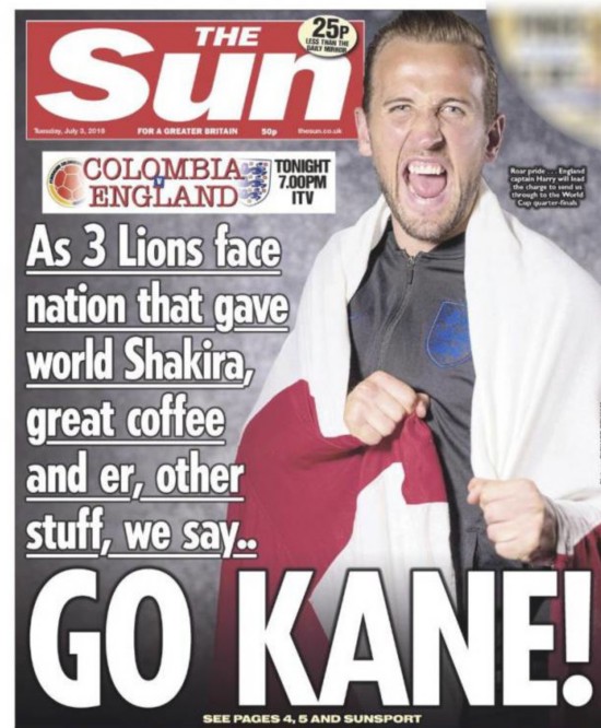 《太阳报》封面激怒了哥伦比亚