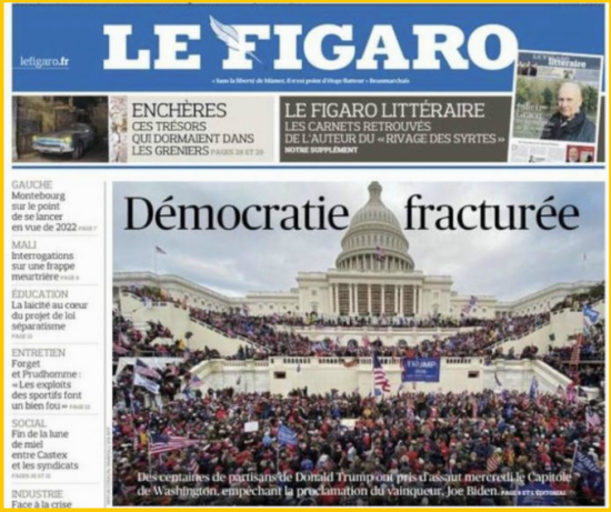 法国《费加罗报》标题:"民主分崩离析"