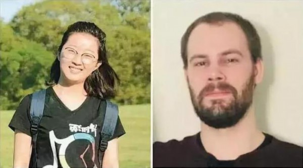 ↑受害者章莹颖(左)与嫌犯克里斯滕森