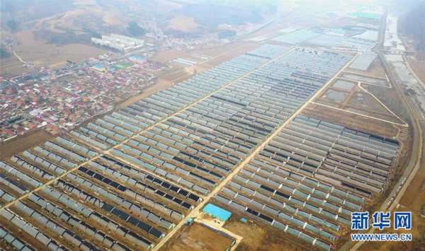 河北滦平县一处农业种植基地(无人机照片 3月31日摄).