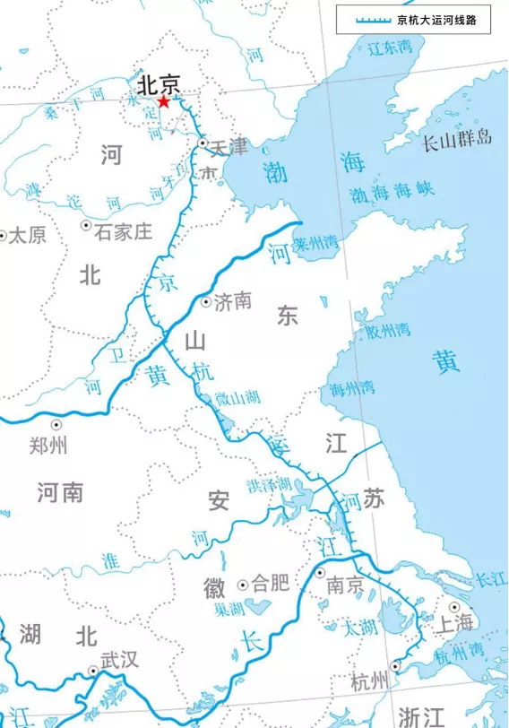 京杭大运河线路示意图