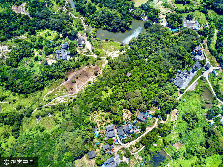 航拍深圳马峦山郊野公园 深山里藏"古村落"