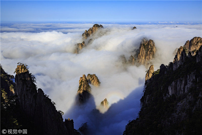 2018年10月23日,安徽黄山白云景区云雾缭绕,风景美丽.