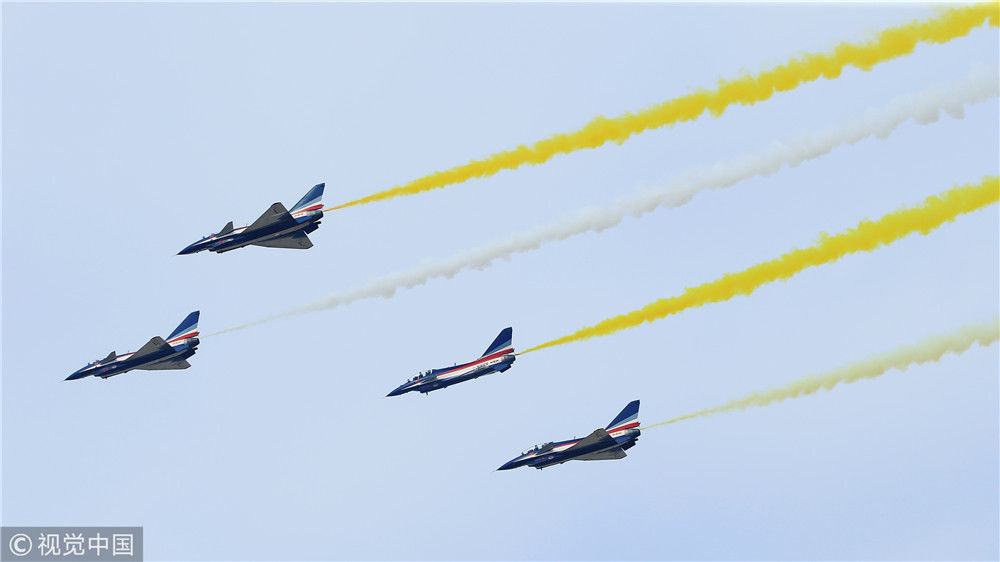 广东珠海:空军八一飞行表演队进行检验性飞行