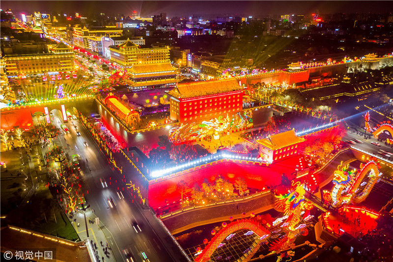 "西安年最中国" 大唐不夜城夜景醉人似盛唐再现