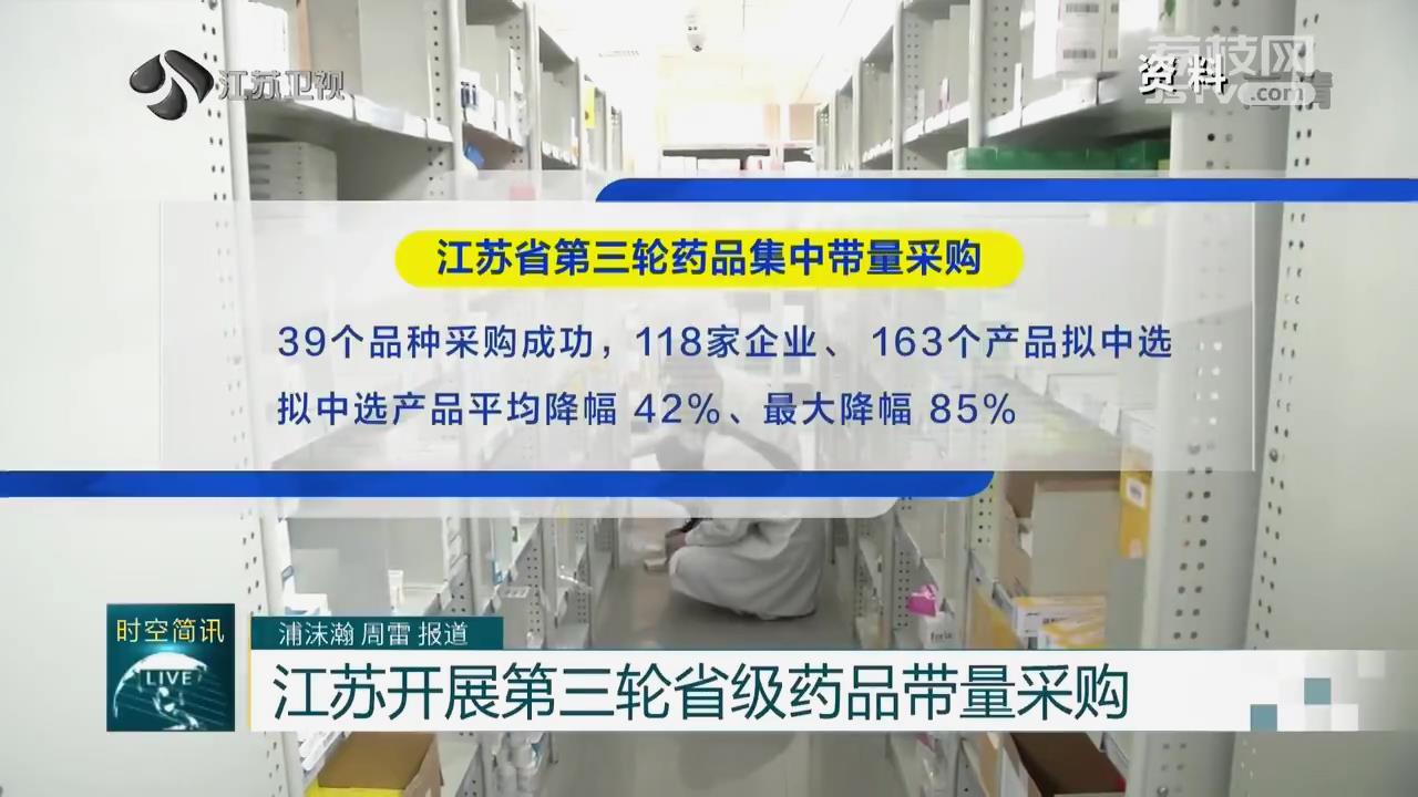 江苏开展第三轮省级药品带量采购 163个产品拟中选 预计每年可节约7亿元
