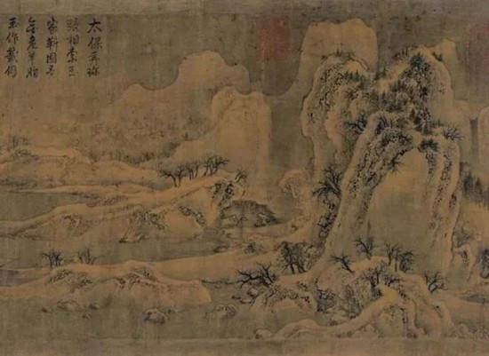 △《雪江归棹图卷》局部，故宫博物院藏