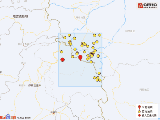 新疆喀什地區塔什庫爾幹縣發生30級地震