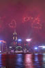 2019年2月，中国香港，维多利亚港新年烟花表演。