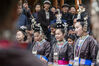 2023年3月25日，在贵州省从江县西山镇陡寨村，侗族同胞在对唱拦路歌。
